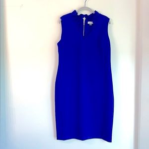 Royal Blue Calvin Klein Ruffle Neckline Dress